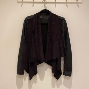 Black Faux Leather Cardigan